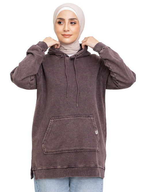 Brown Washed Hoodie Vent - Khotwh